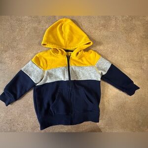 Okie Dokie Color Block Hoodie - Yellow, Gray, and Navy, Size 2T